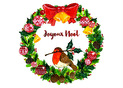 Couronne de No&euml;l avec rouge-gorge et d&eacute;corations festives